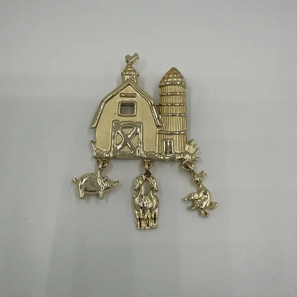 Vintage Barn Charms Brooch Pin Antique Estate Style Lot Find - Unsigned